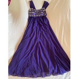 Purple Floor Length Evening Gown
